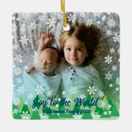 Julgranar White Snöflingor Joy till världen Julgransprydnad Keramik