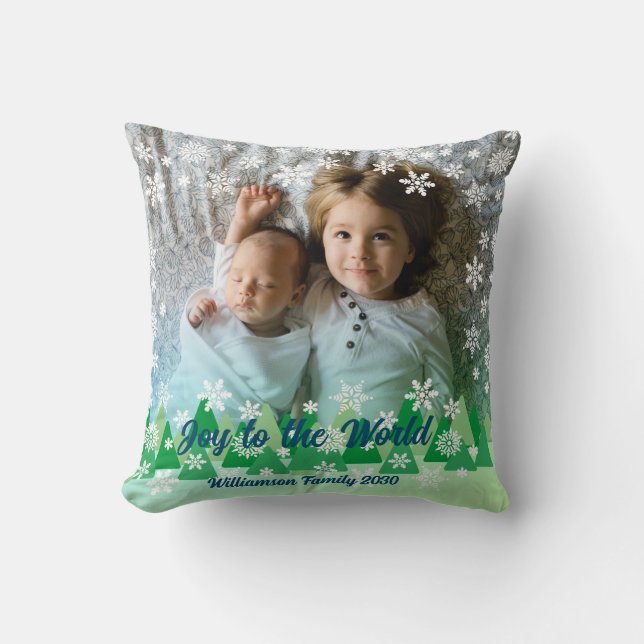 Julgranar White Snöflingor Joy till världen Kudde (Framsida)