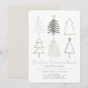 Julgranar Winter Wonderland Birthday Inbjudningar