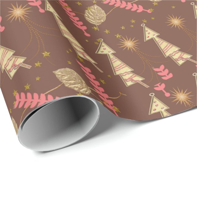 Julgranar Wrapping Papper Brown Presentpapper (Rullad Hörn)