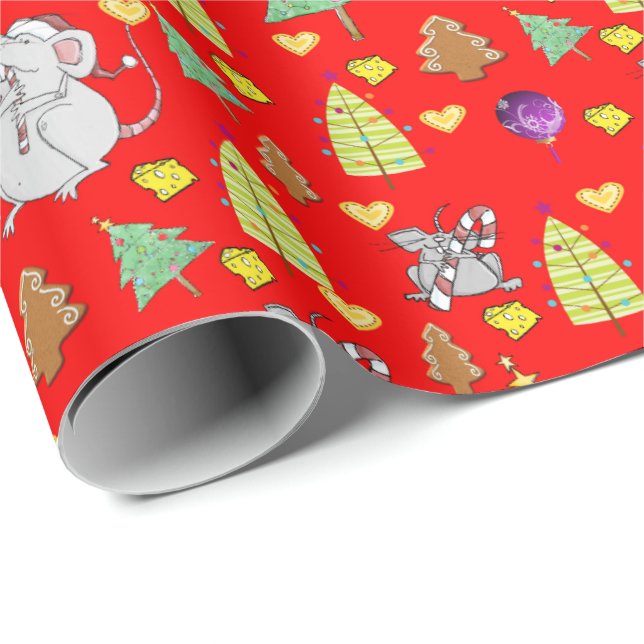 Julgranar Wrapping Papper Mouse Red Cheese Presentpapper (Rullad Hörn)