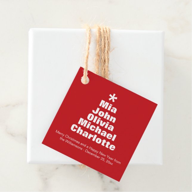 Julgranarna, vita, anpassade namn gåvor etiketter (På plats)