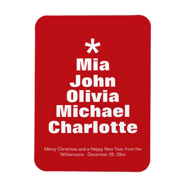 Julgranarna, vita, anpassade namn magnet (Vertikal)