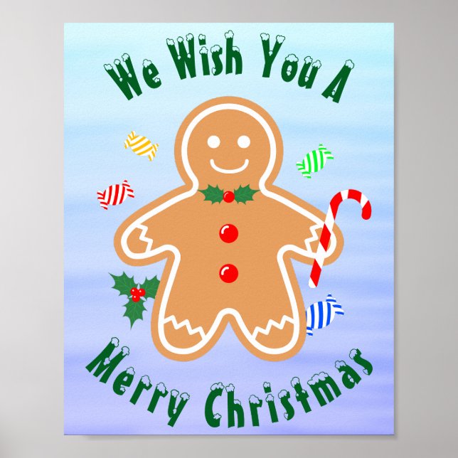 Julgranater Pepparkaksgubbe Candy cane Poster (Framsidan)