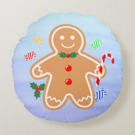 Julgranater Pepparkaksgubbe Candy cane Rund Kudde