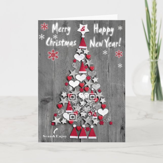 Julgranen från dekorationer QR-kodifierar kortet Helgkort (Framsida)