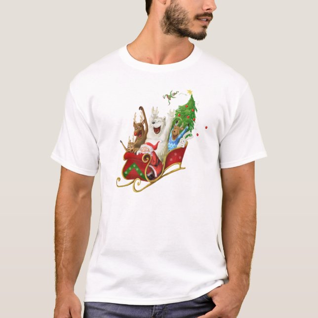 Julgranen, lustig digital teckning t-shirt (Framsida)