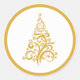 Julgranen med guld virvlar runt klistermärken