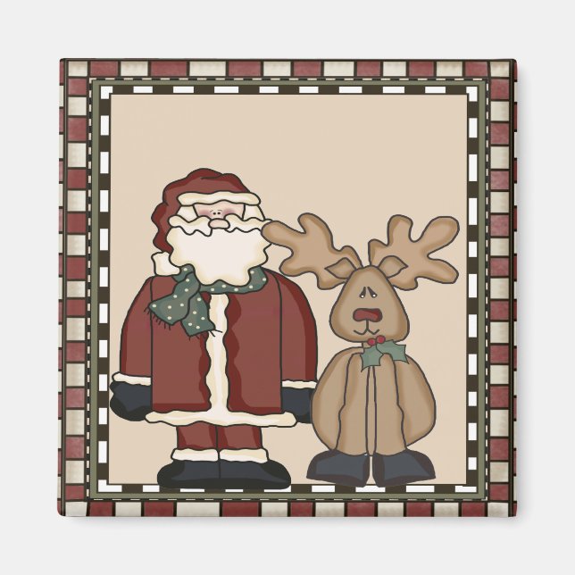 Julgranen, tomten och rener magnet (Framsidan)