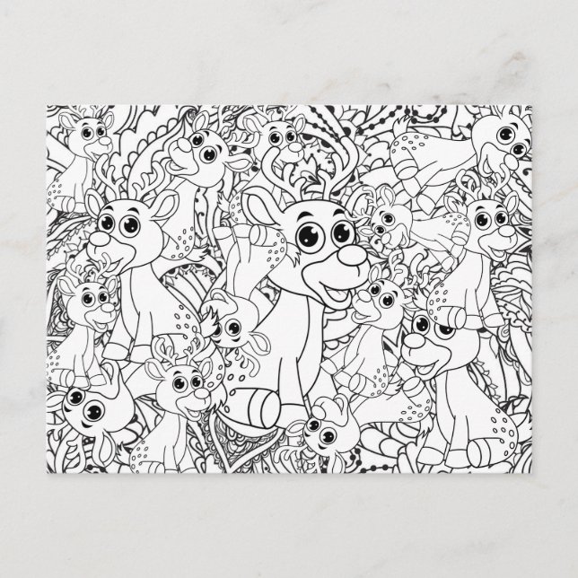 Julgranens renar Mandala Abstrakt Färgning Vykort (Framsida)