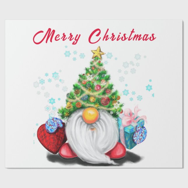 Julgranhatt Gnome med presentinslagspapper Presentpapper (Platt)