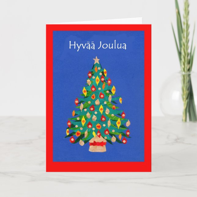 Julgrankort med finlandssvensk hälsning helgkort (Framsida)