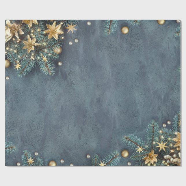 JulgranKvistar,Blommor,Stjärnor Presentpapper (Platt)