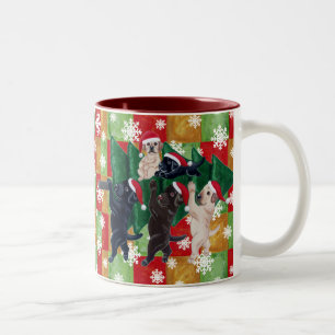 JulgranLabradors mosaik & snöflingor Två-Tonad Mugg