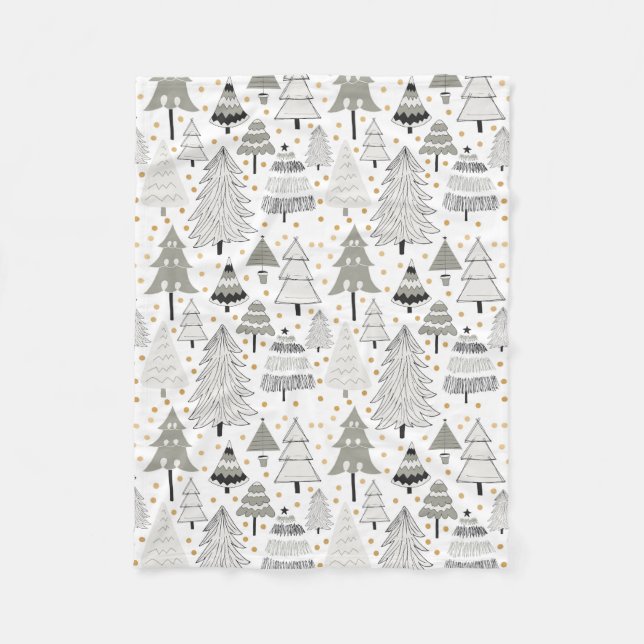 Julgranlantgården, guld pricker brytningar fleecefilt (Framsidan)