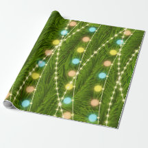 Julgranljus som slår in papper