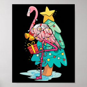 Julgranljus Tropisk Flamingo Djur Jul Poster