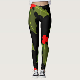 Julgranlöv och bär mönstrad legging