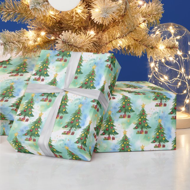 Julgranmönster i alkoholbläck och akvarell presentpapper (Helgdagar)