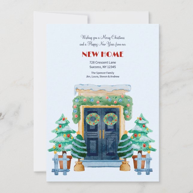 Julgrannar rörelse kungörelse på dörr julkort (Framsida)