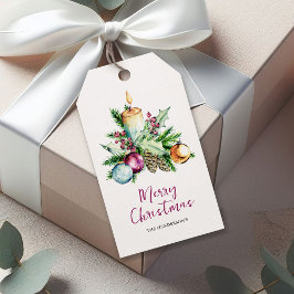 Julgrannitydlig Vattenfärg God Jul Presentetikett