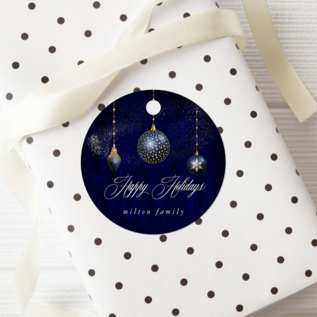 Julgrannityr Marinblå Guld Ornament Gåvor Etiketter (Skapare uppladdad)