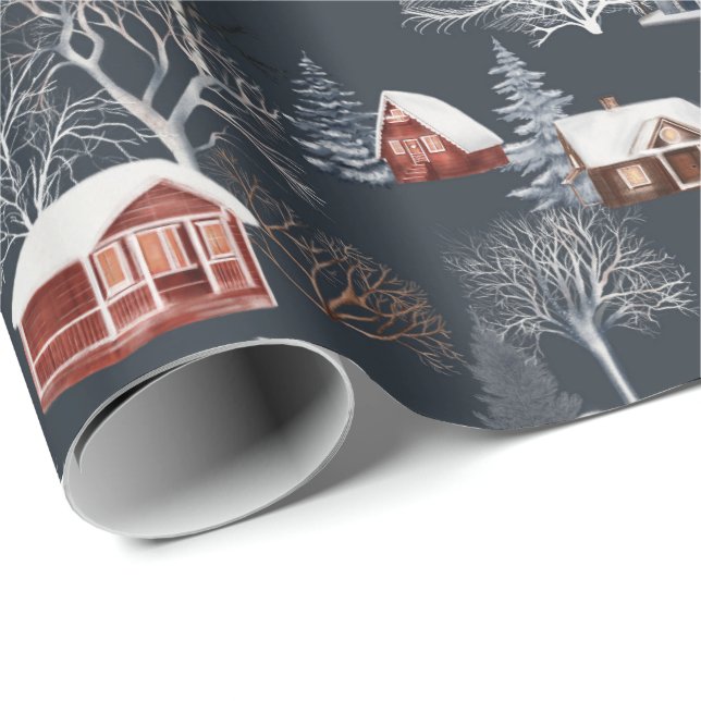 Julgranpapper för vinterstuga presentpapper (Rullad Hörn)