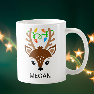 Julgransbelysning Hjort Horn Ren Ansikte Kaffemugg
