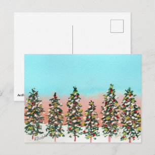 Julgransfamilj Helg Vykort