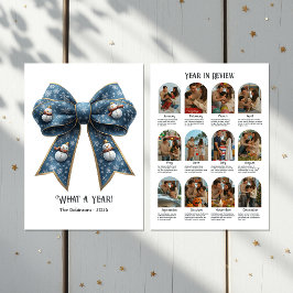 Julgransfigur med blå slinga - Årets bilder platt Julkort