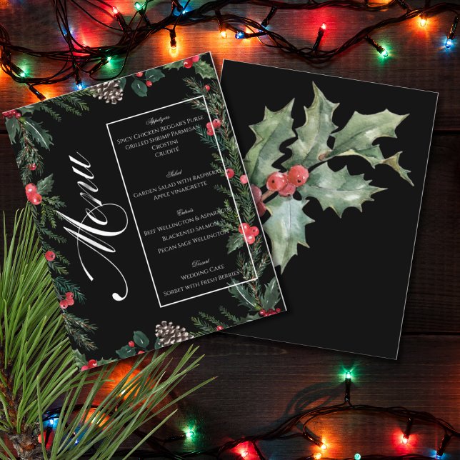 Julgransgarland med julmeny flygblad (Skapare uppladdad)