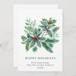 Julgransgren med röda bär - Julhälsning Julkort