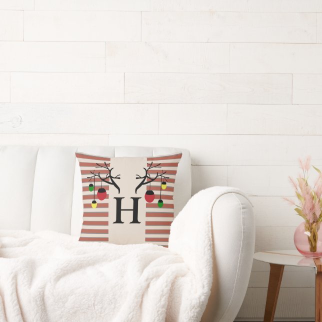 Julgranshorn Monogram Initialer Kudde (Soffa)