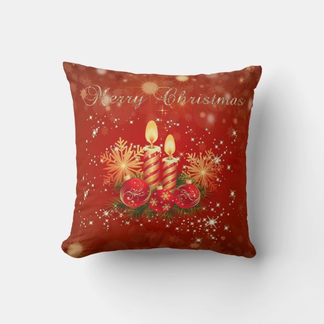 Julgranskandlar, kulor, snöflingor kudde (Framsida)