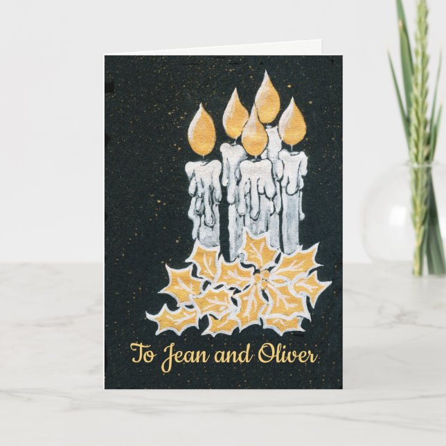 Julgranskandlar och järnek att anpassa kort (Framsida)