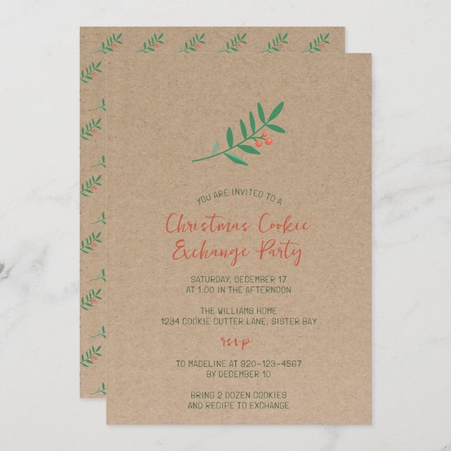 Julgranskokskort utbyte Kraft fest  Inbjudningar (Fram/baksida)
