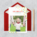 Julgranskonfetti Modern Platt Holiday Fotokort Julkort<br><div class="desc">Ett roligt och glatt julmeddelande och lekfull julgranskonfetti ramar in ditt familjefoto. Glöm inte att lägga till ett anpassat meddelande med glada nyheter på insidan tillsammans med ett annat foto och ditt familjenamn.</div>