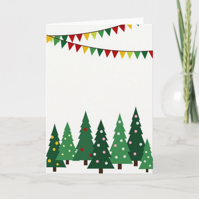 Julgranskort med festlig stämning kort (Framsida)