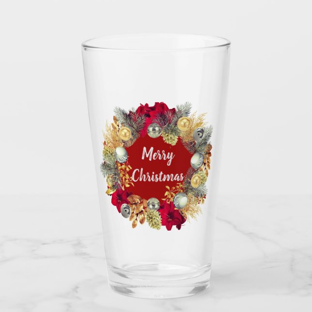 Julgranskrans Glas Tumbler Festlig Barutrustning (Framsida)