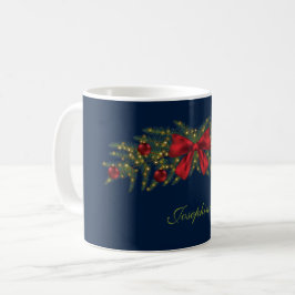 Julgranskrans med röd slinga och glaskulor kaffemugg