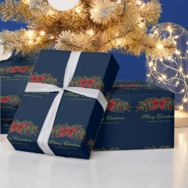 Julgranskrans med röd slinga och glaskulor presentpapper