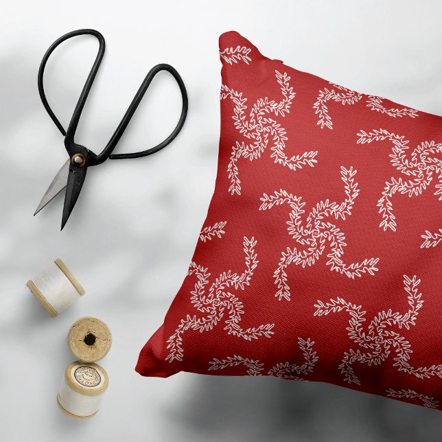 Julgranskrans Röd, Juldekoration, Xmas Prydnadskudde (Skapare uppladdad)