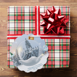 Julgranskryddat ornamentkort – Duva & Snö