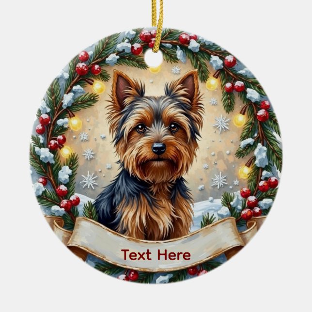 Julgranskukke i Yorkshire Terrier-tema Julgransprydnad Keramik (Framsidan)