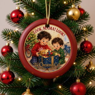 Julgranskukke med Jacob och Eli Julgransprydnad Keramik
