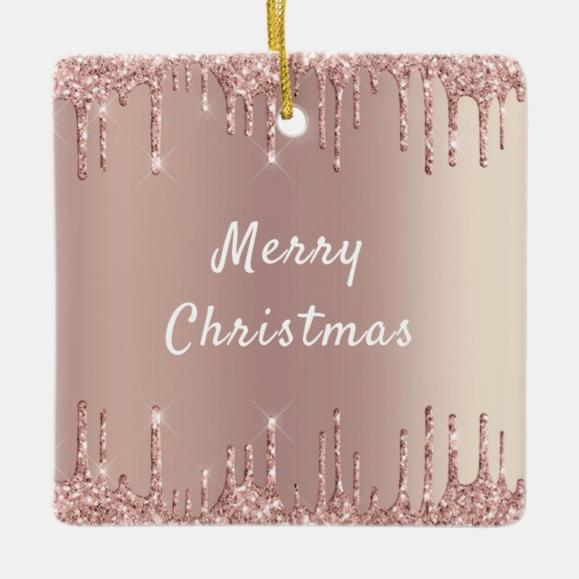 Julgranskula i glitter av roséguld (Framsida)