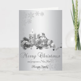Julgranskula, Ljusstake, Snöflingor Silver Helgkort