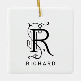 Julgranskula med elegant monogram bokstav R