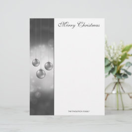 Julgranskulor i silvergrå med egen text brevhuvud