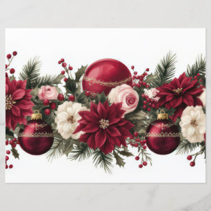 Julgranskulor och blommor Scrapbookpapper